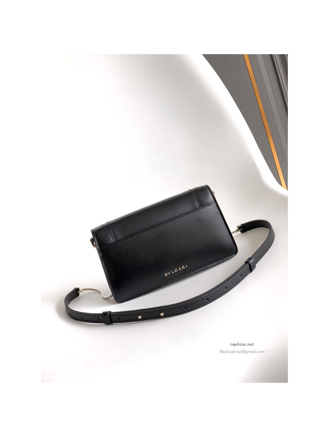 Bvlgari Serpenti Forever Chain Clutch Black Calfskin