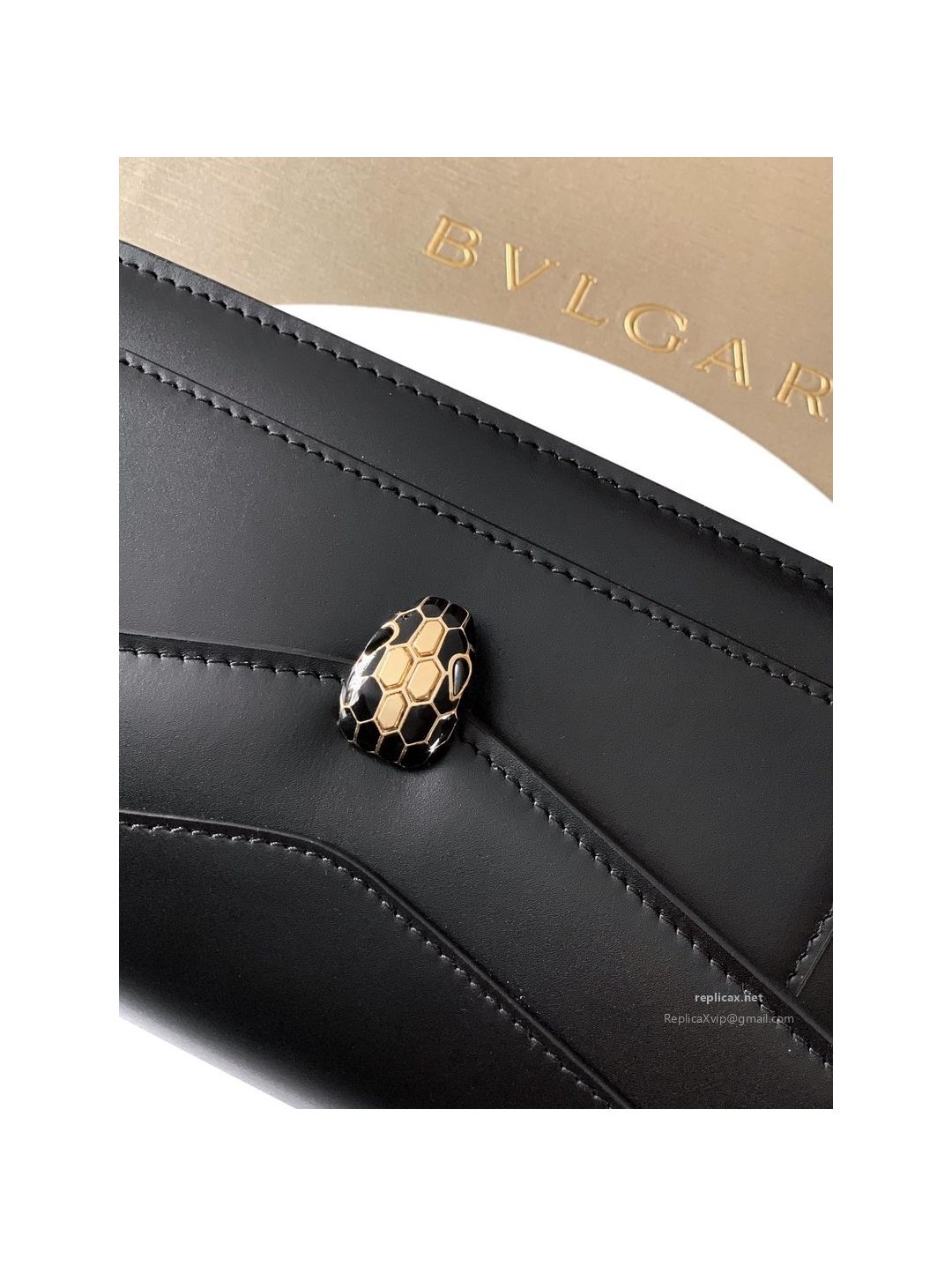 Bvlgari Serpenti Forever Chain Clutch Black Calfskin