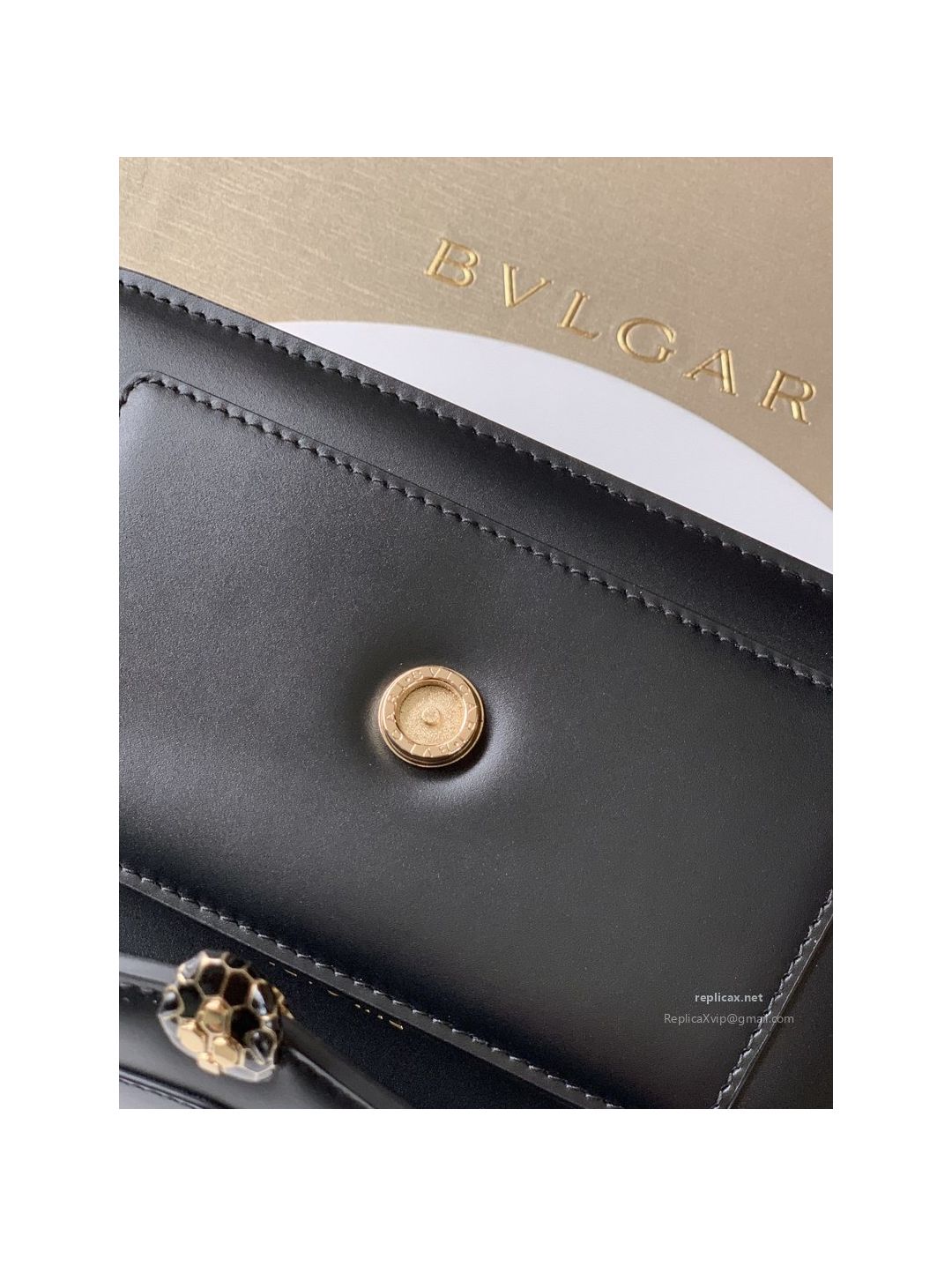 Bvlgari Serpenti Forever Chain Clutch Black Calfskin