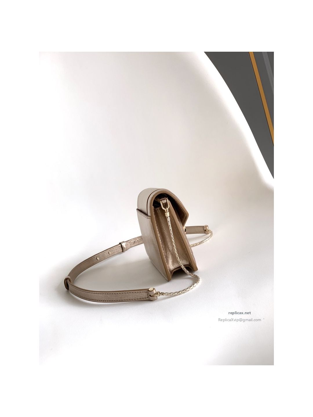 Bvlgari Serpenti Forever Chain Clutch Light Gold Textured Calfskin