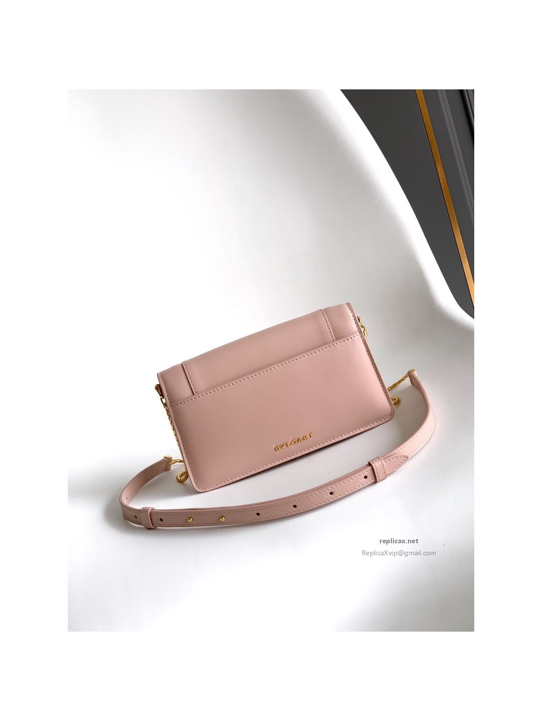 Bvlgari Serpenti Forever Chain Clutch Rose Pink Calfskin