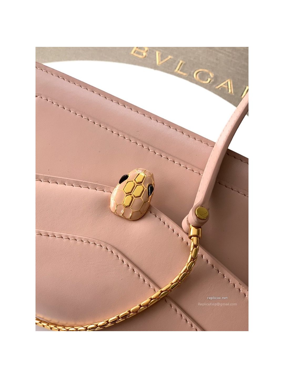Bvlgari Serpenti Forever Chain Clutch Rose Pink Calfskin