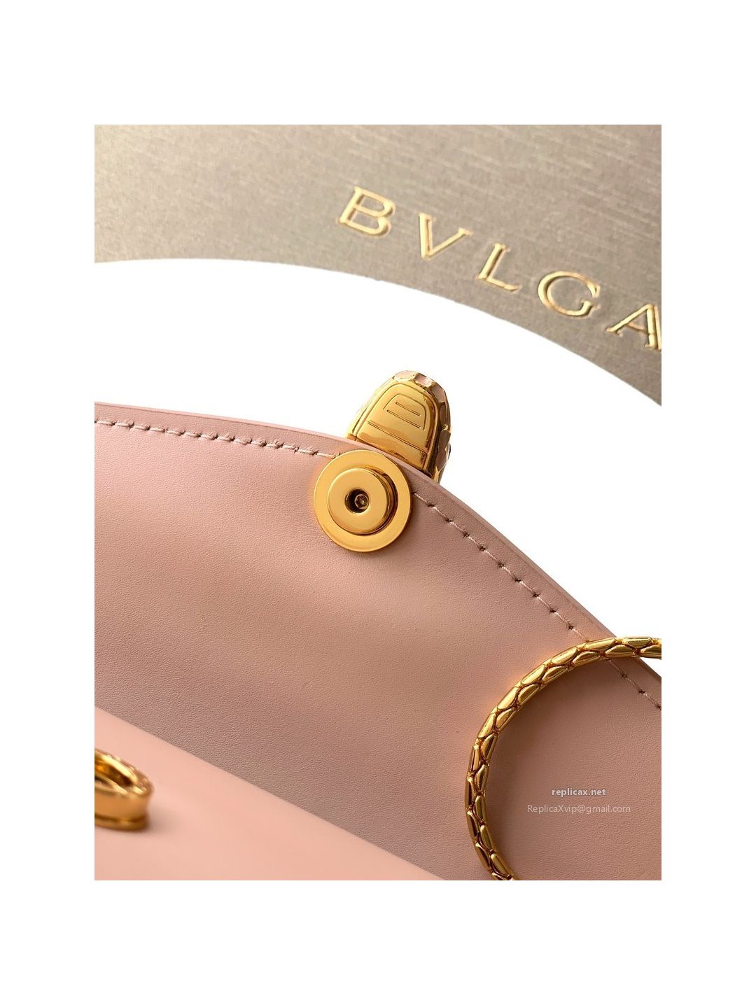Bvlgari Serpenti Forever Chain Clutch Rose Pink Calfskin