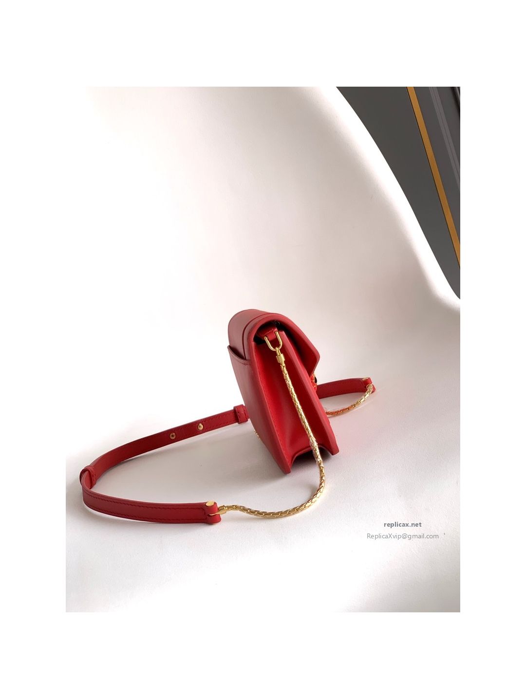 Bvlgari Serpenti Forever Chain Clutch Ruby Red Calfskin