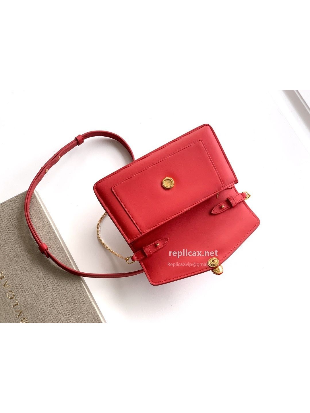 Bvlgari Serpenti Forever Chain Clutch Ruby Red Calfskin