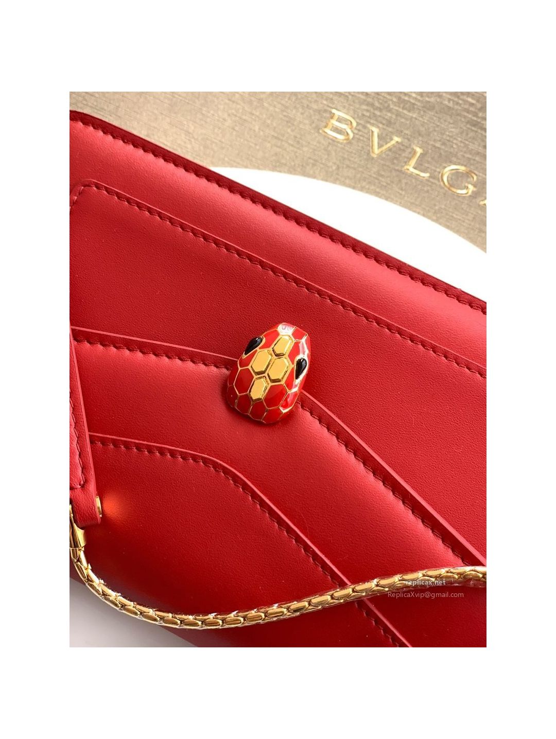 Bvlgari Serpenti Forever Chain Clutch Ruby Red Calfskin