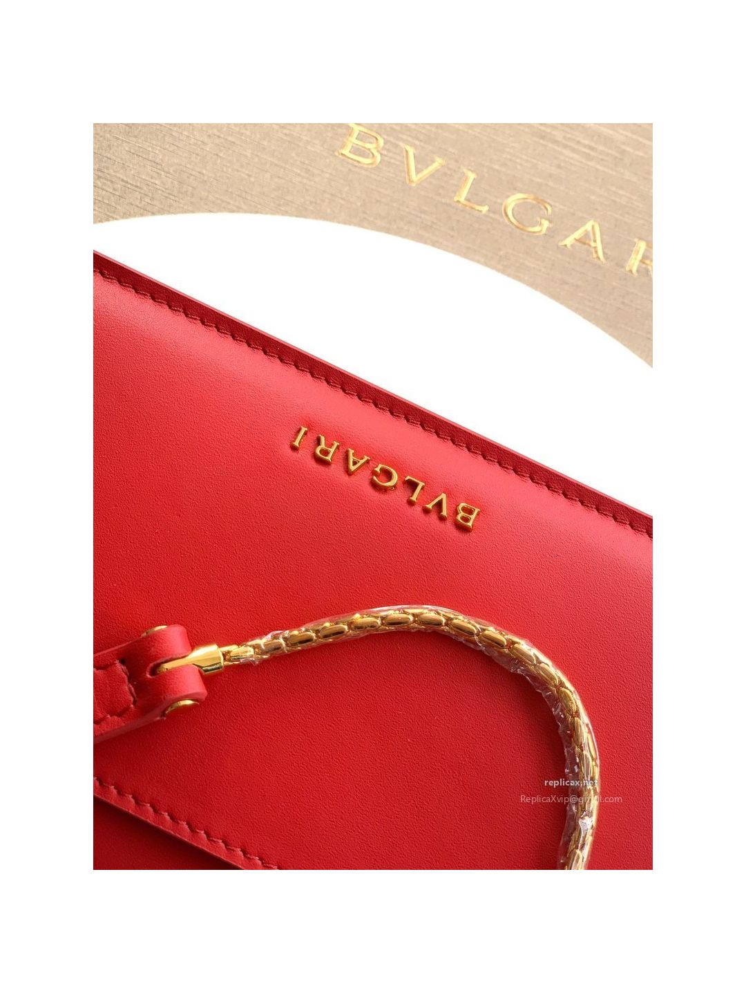 Bvlgari Serpenti Forever Chain Clutch Ruby Red Calfskin