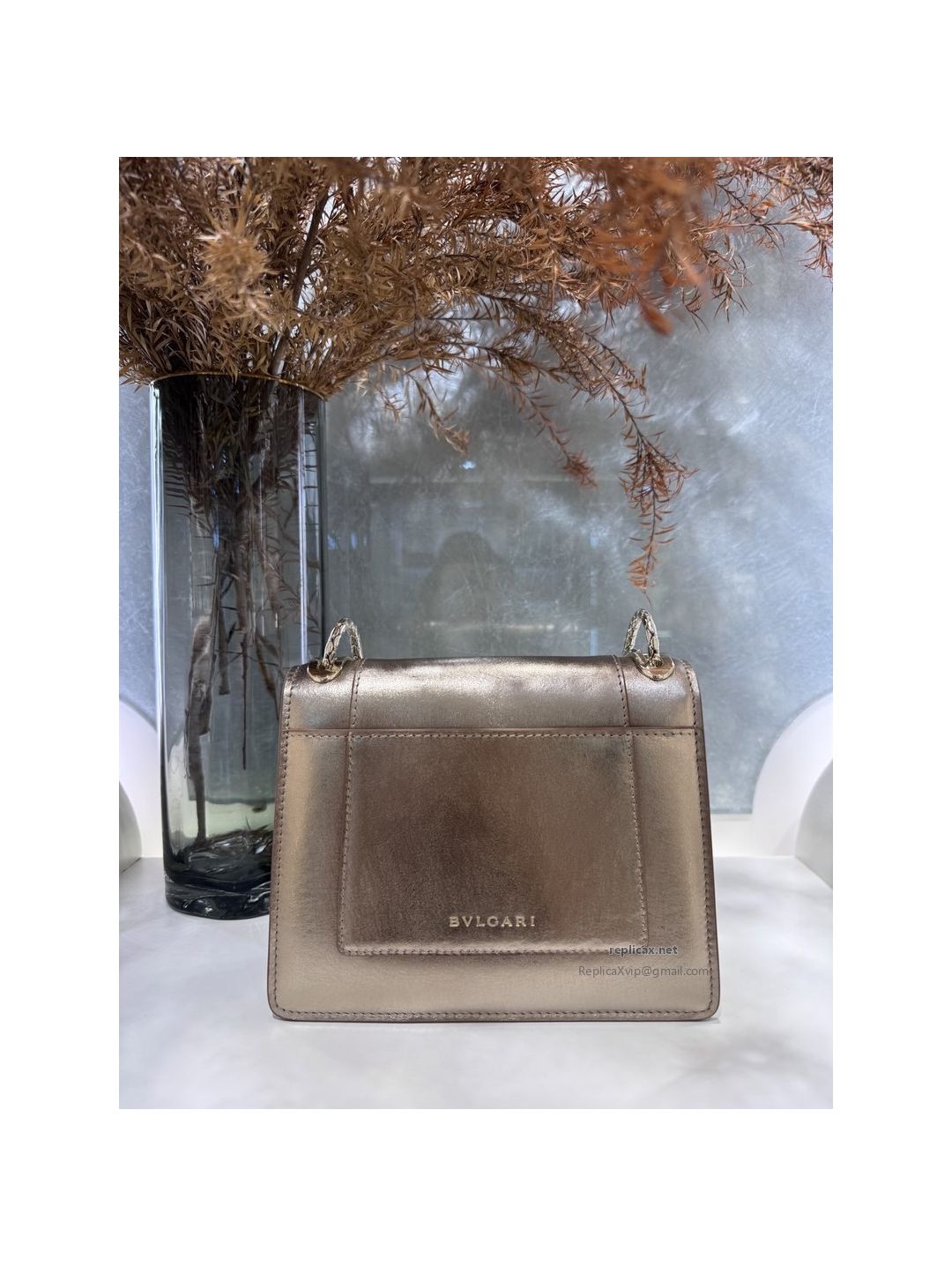 Bvlgari Serpenti Forever Day-to-Night Small Shoulder Bag Light Gold Textured Calfskin