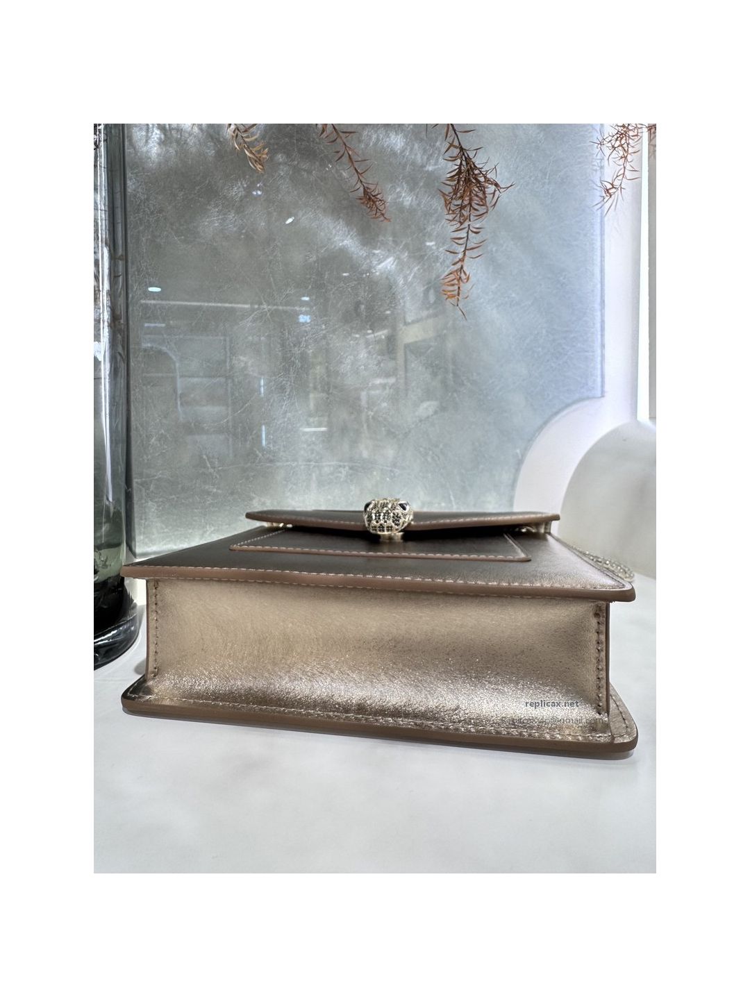Bvlgari Serpenti Forever Day-to-Night Small Shoulder Bag Light Gold Textured Calfskin
