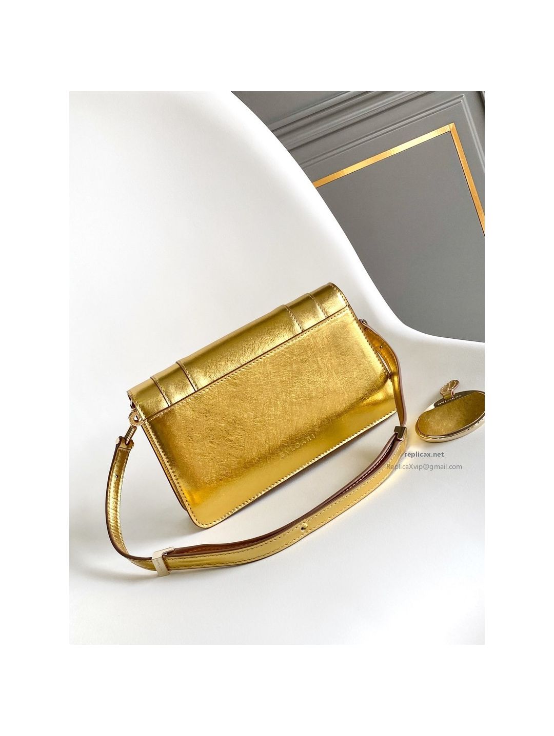 Bvlgari Serpenti Forever East-West Small Shoulder Bag Deep Gold Textured Calfskin