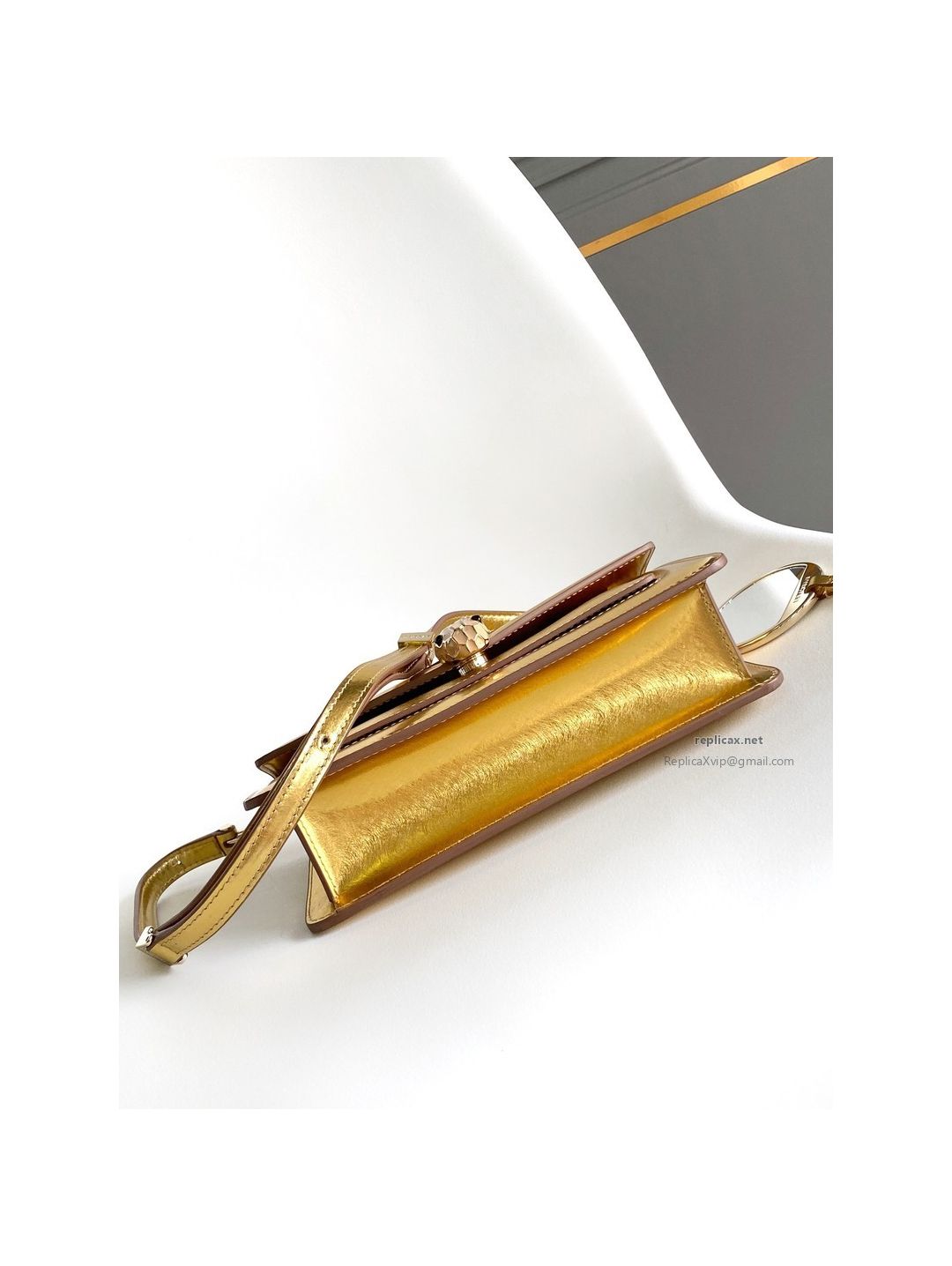 Bvlgari Serpenti Forever East-West Small Shoulder Bag Deep Gold Textured Calfskin