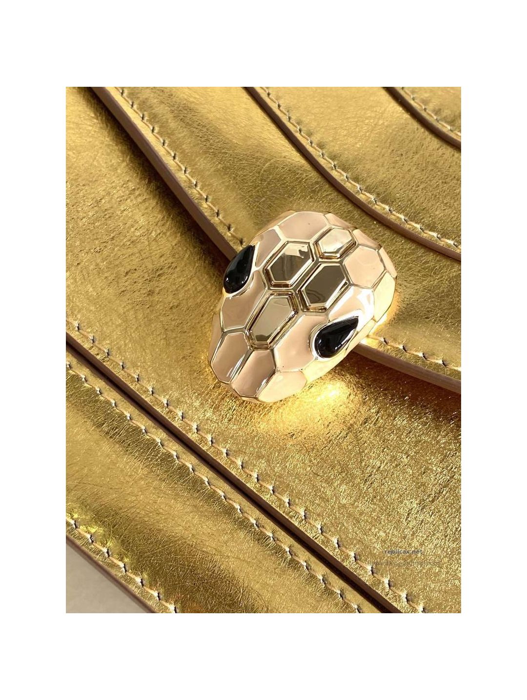 Bvlgari Serpenti Forever East-West Small Shoulder Bag Deep Gold Textured Calfskin