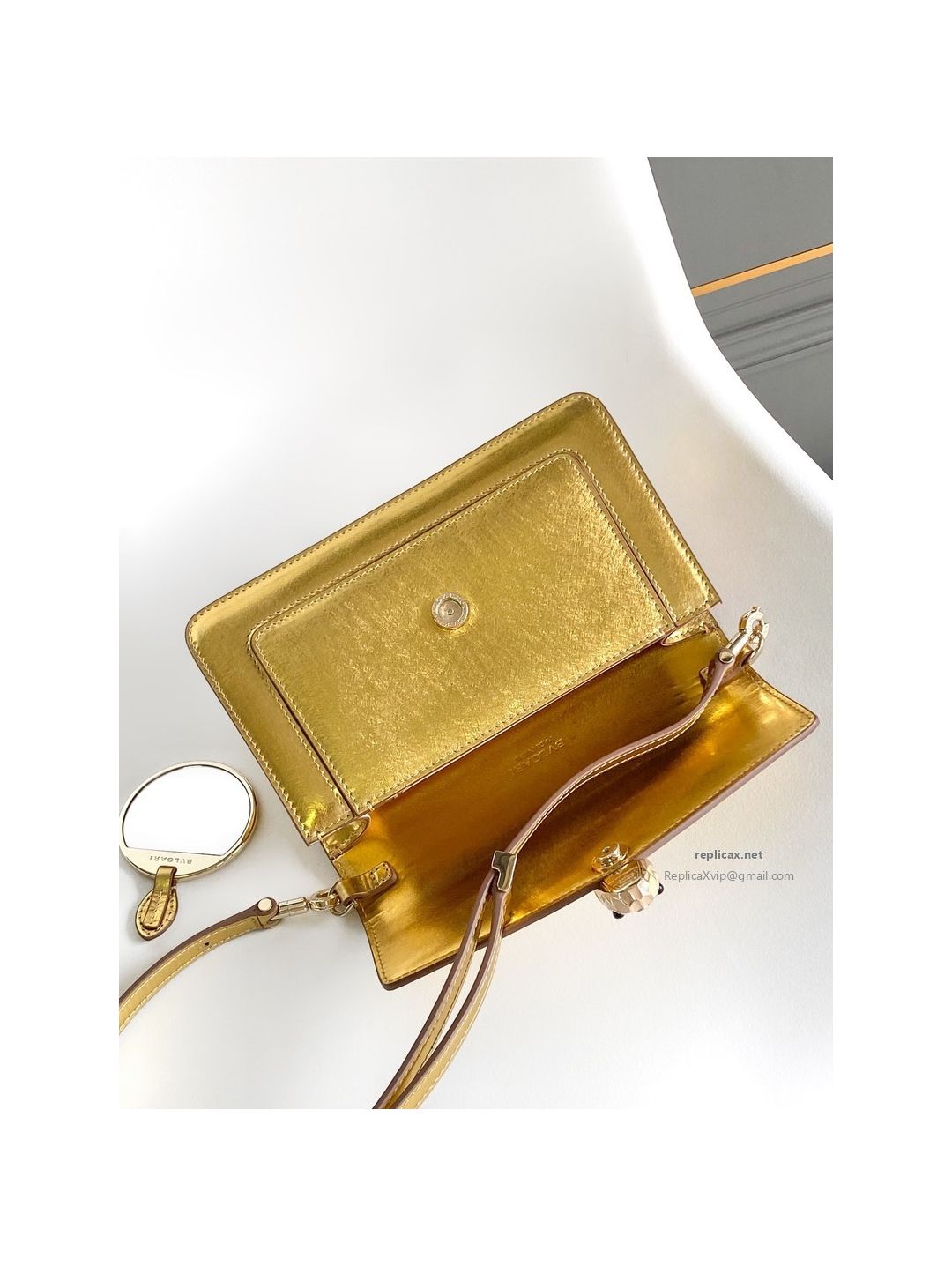 Bvlgari Serpenti Forever East-West Small Shoulder Bag Deep Gold Textured Calfskin