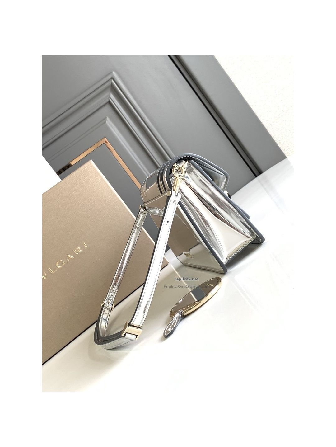 Bvlgari Serpenti Forever East-West Small Shoulder Bag Silver Mirror Calfskin