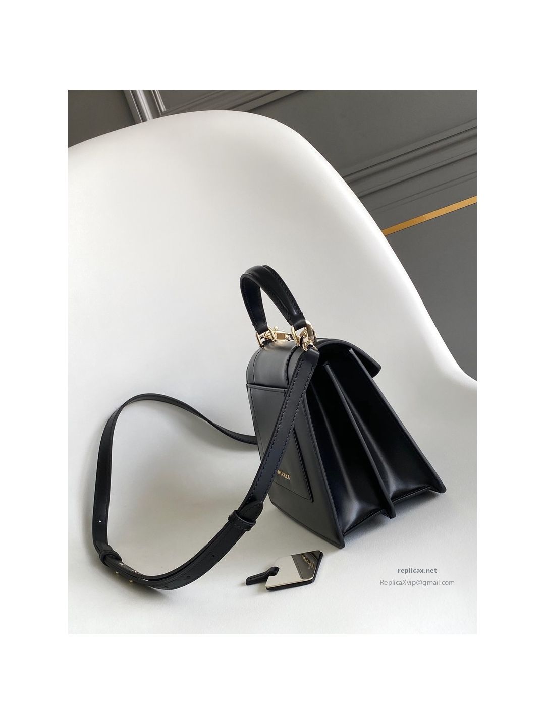 Bvlgari Serpenti Forever Medium Top Handle Bag Black Calfskin
