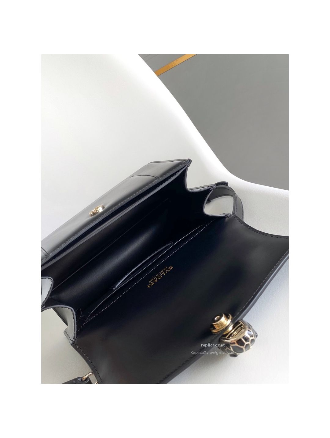 Bvlgari Serpenti Forever Medium Top Handle Bag Black Calfskin