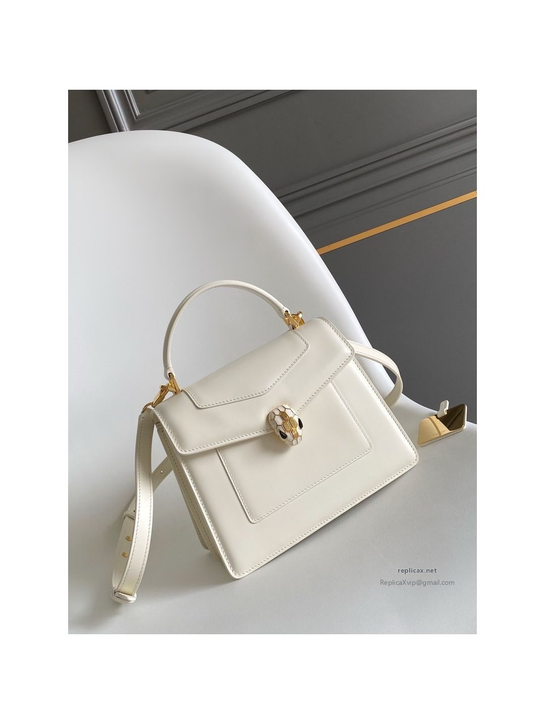 Bvlgari Serpenti Forever Medium Top Handle Bag Ivory Calfskin
