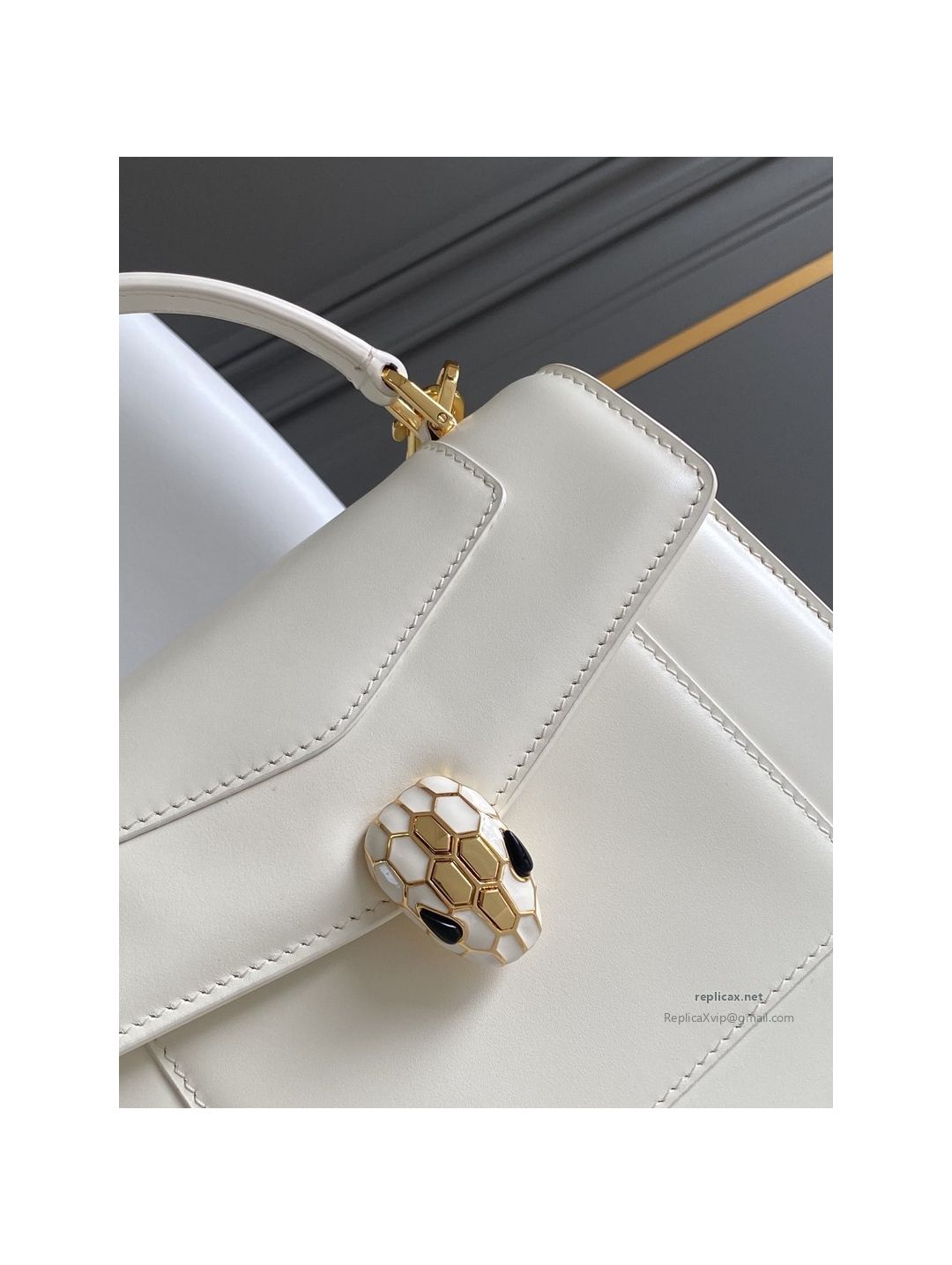 Bvlgari Serpenti Forever Medium Top Handle Bag Ivory Calfskin