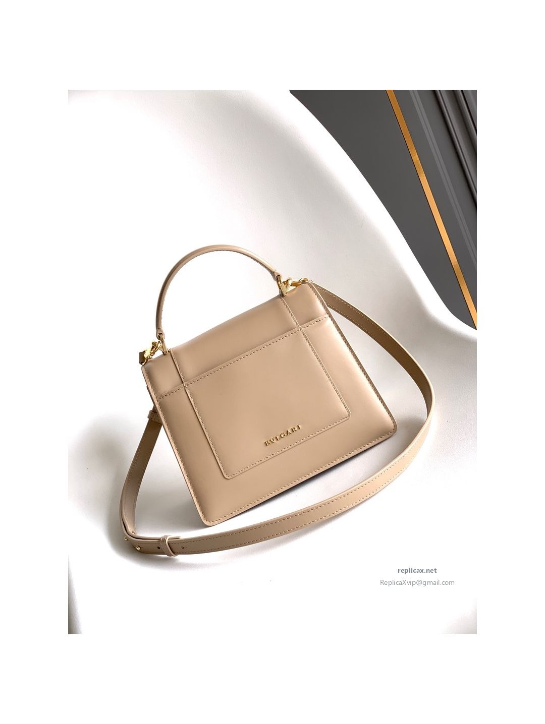 Bvlgari Serpenti Forever Medium Top Handle Bag Taupe Calfskin