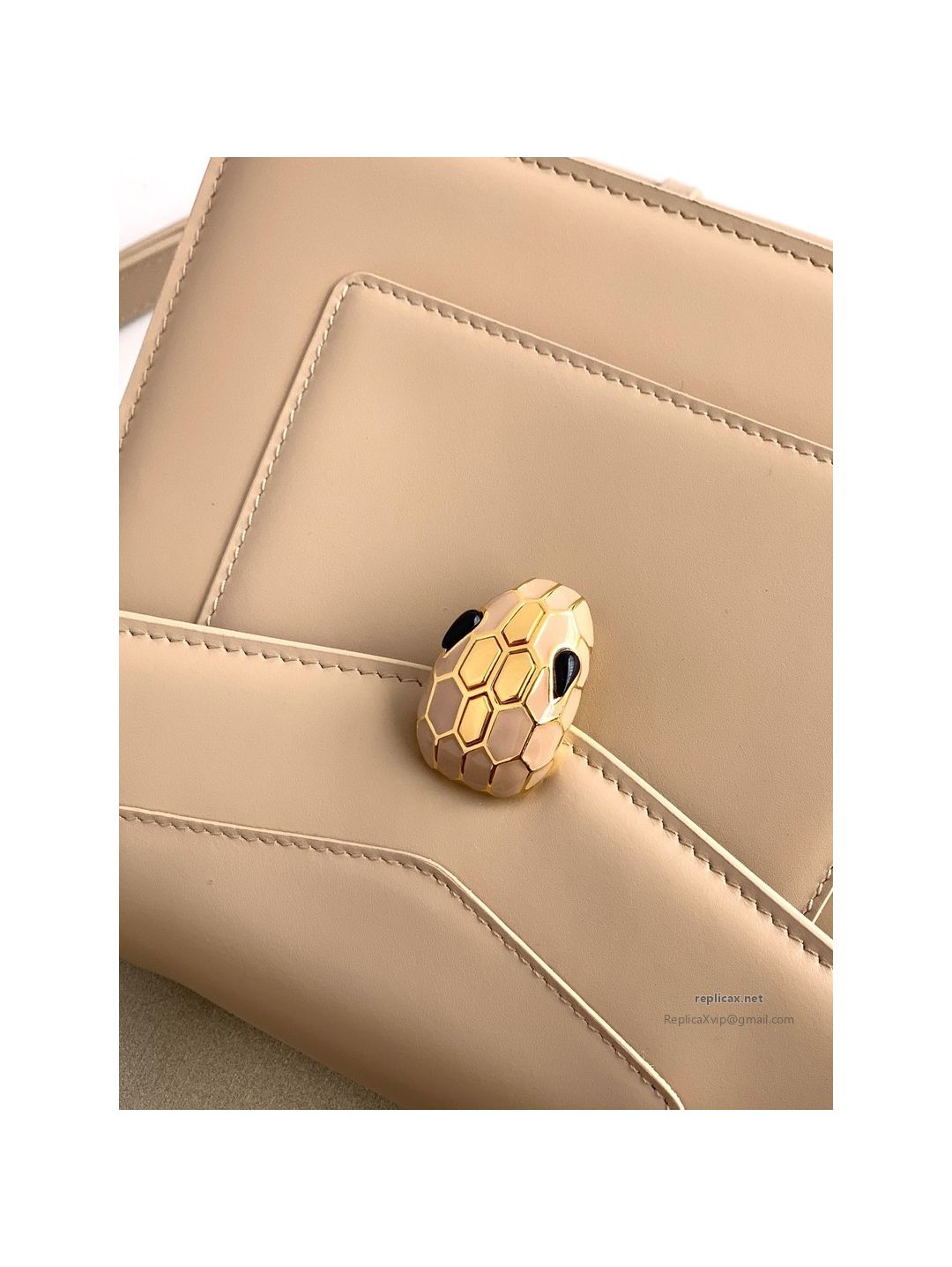 Bvlgari Serpenti Forever Medium Top Handle Bag Taupe Calfskin