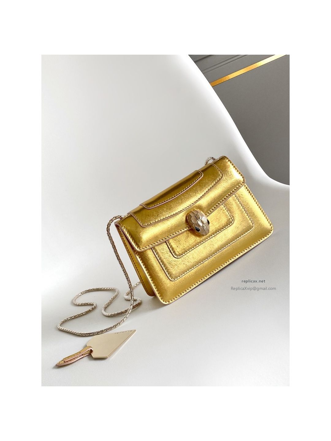 Bvlgari Serpenti Forever Mini Crossbody Bag Deep Gold Textured Calfskin