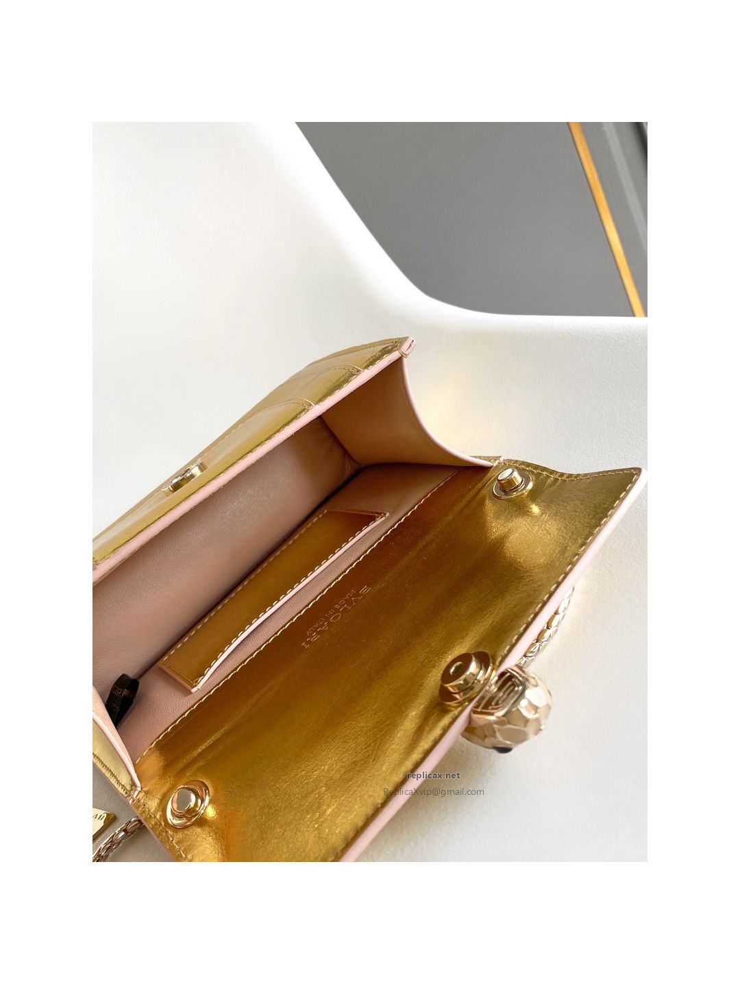 Bvlgari Serpenti Forever Mini Crossbody Bag Deep Gold Textured Calfskin