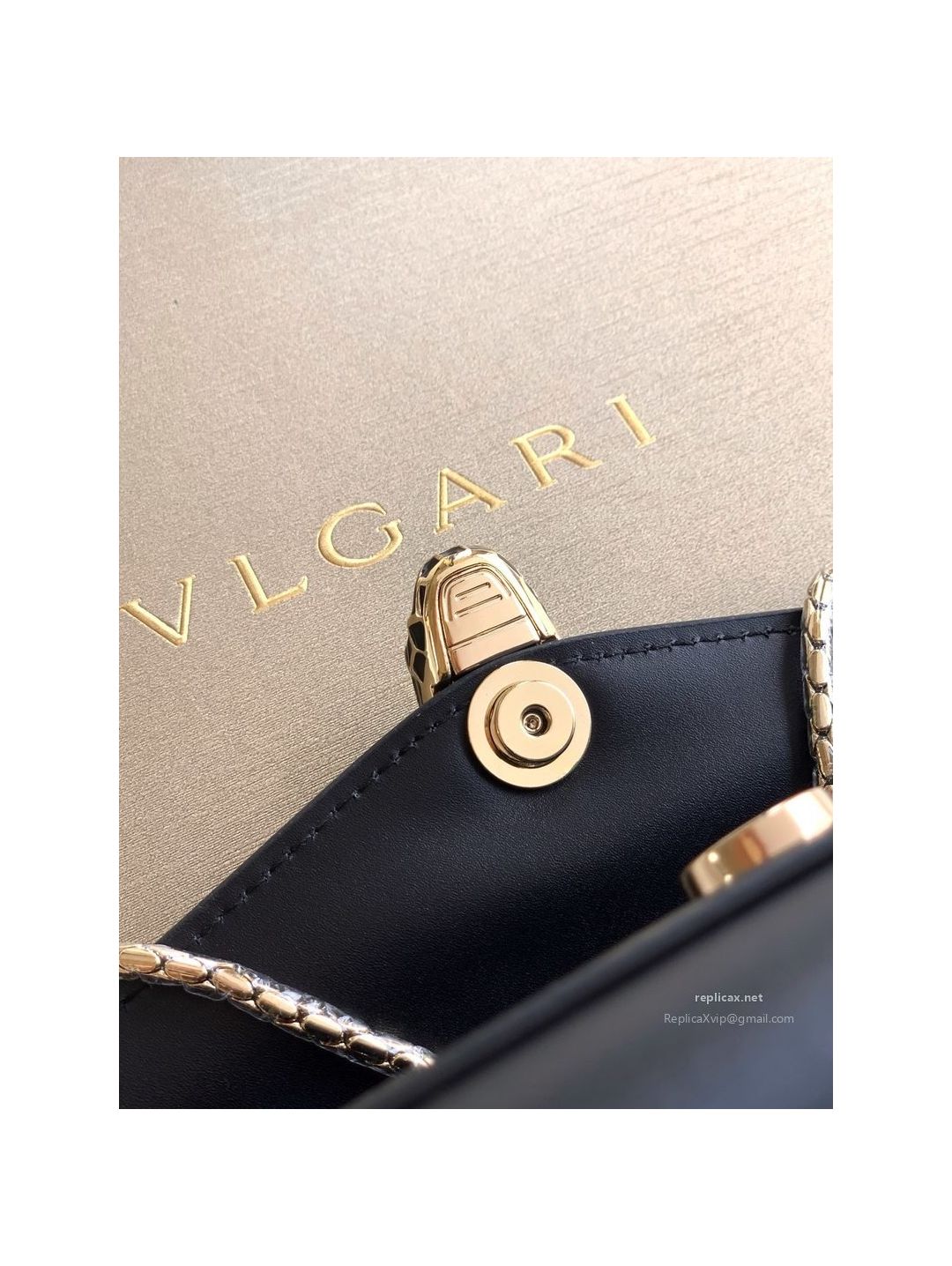 Bvlgari Serpenti Forever Phone Bag Black Calfskin