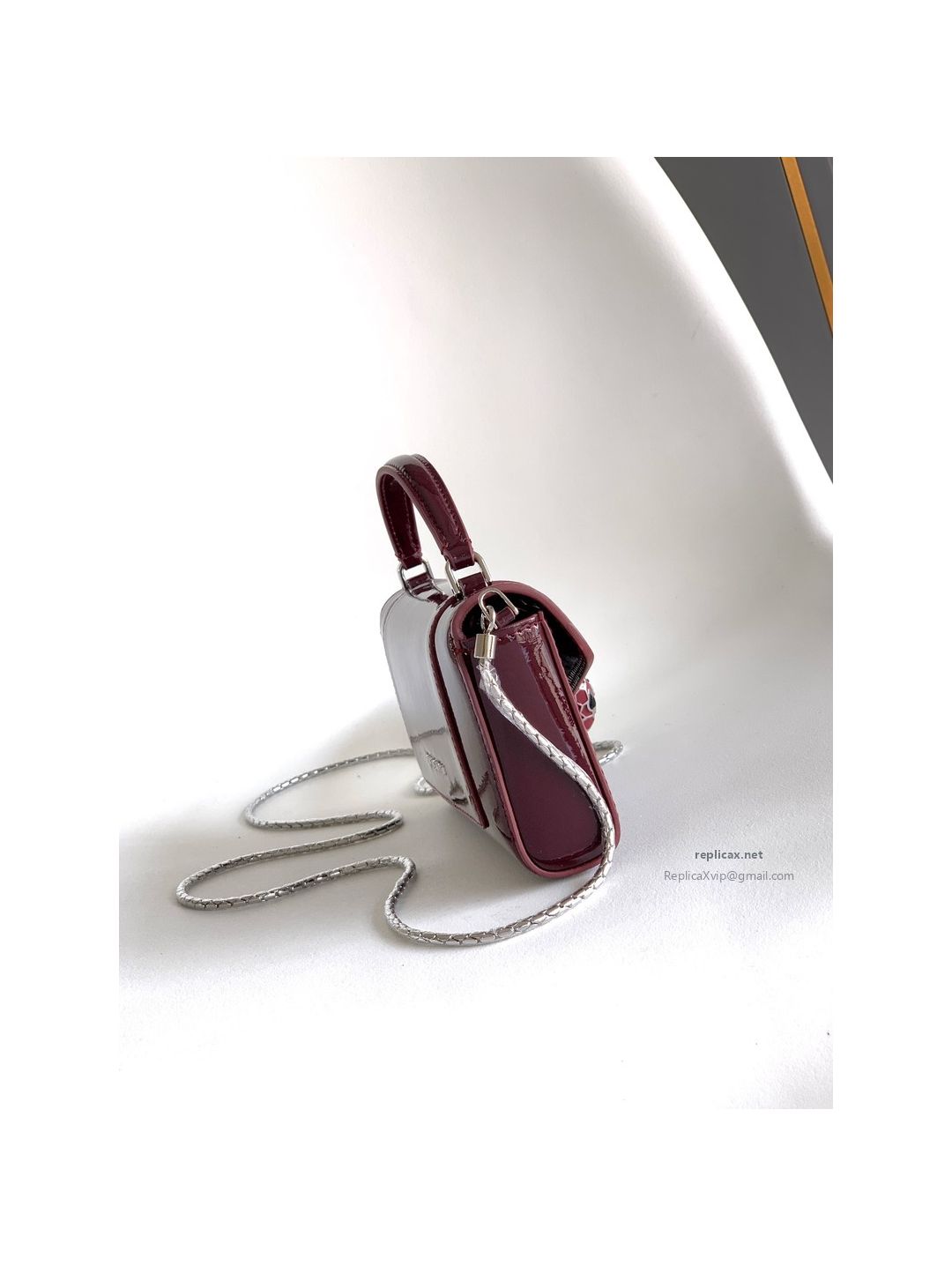 Bvlgari Serpenti Forever Phone Bag Burgundy Patent Leather