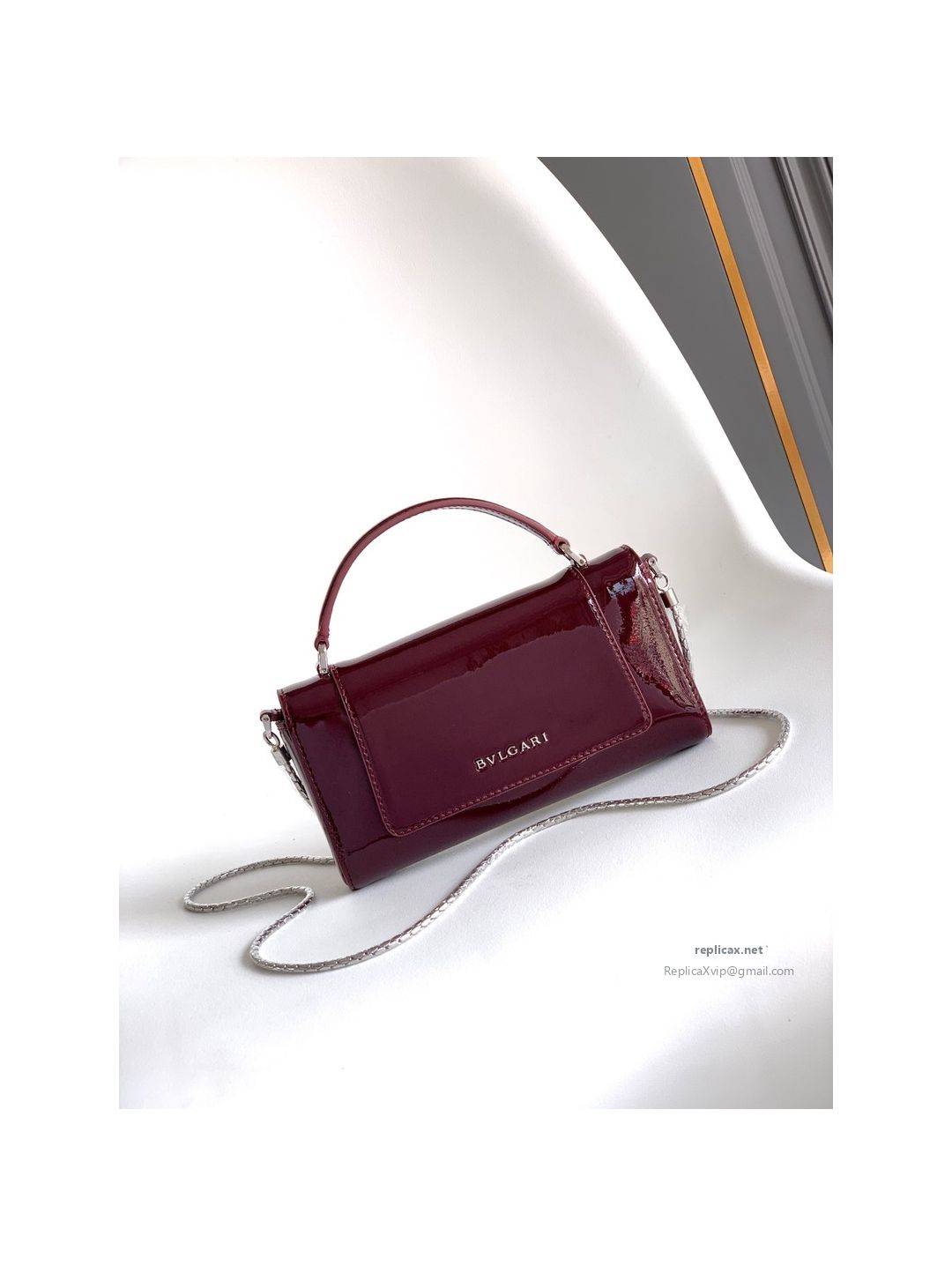 Bvlgari Serpenti Forever Phone Bag Burgundy Patent Leather