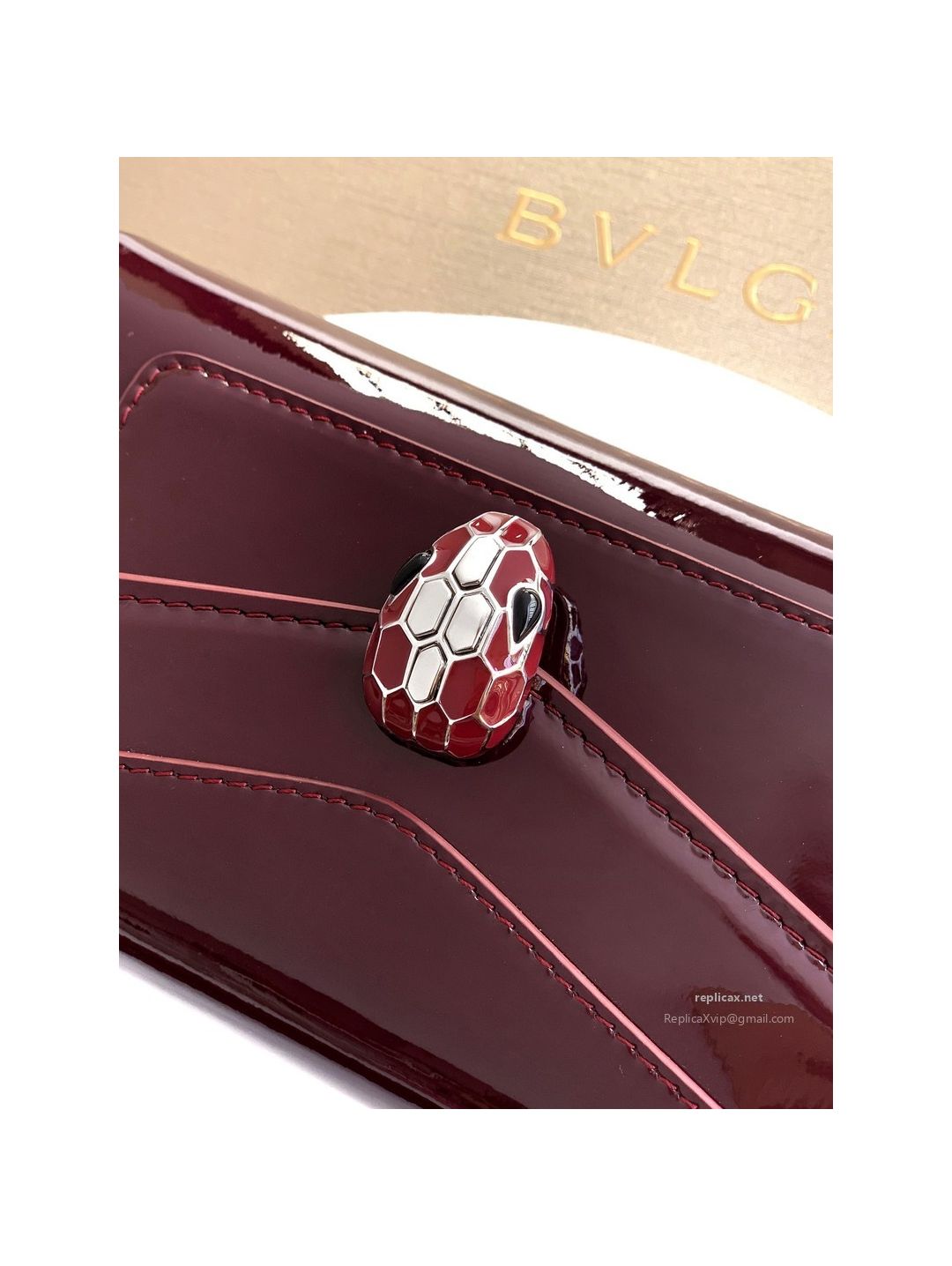 Bvlgari Serpenti Forever Phone Bag Burgundy Patent Leather
