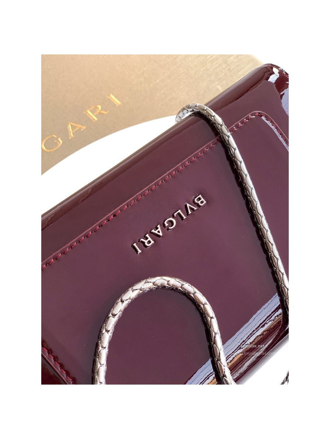 Bvlgari Serpenti Forever Phone Bag Burgundy Patent Leather