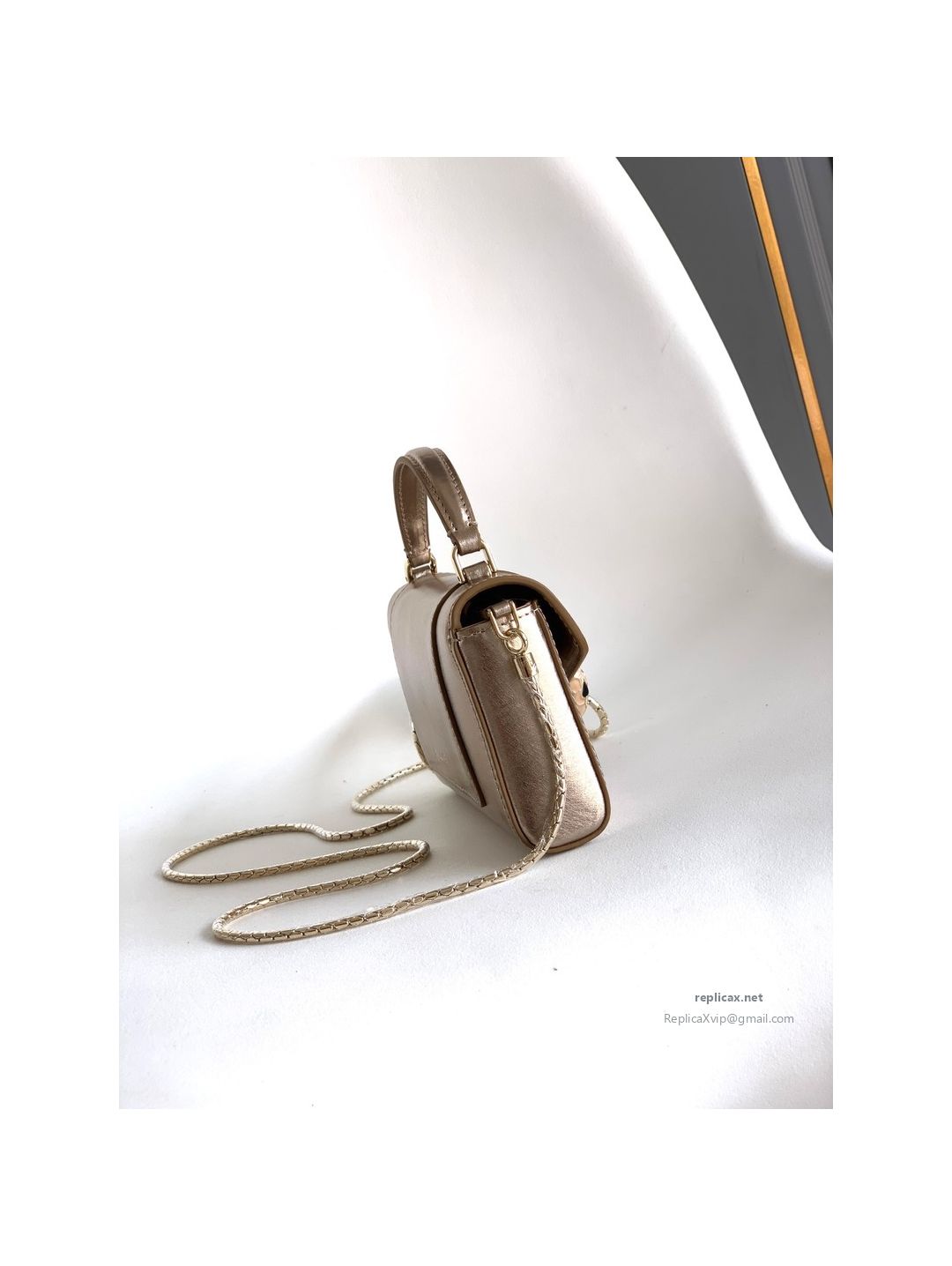 Bvlgari Serpenti Forever Phone Bag Light Gold Textured Calfskin