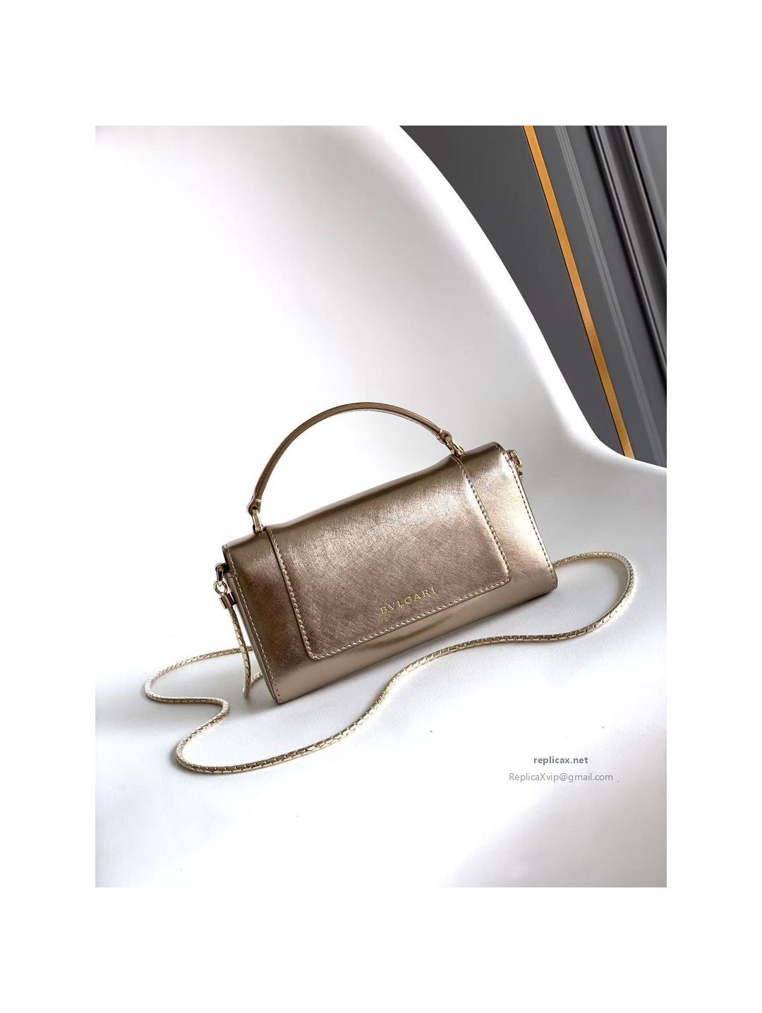 Bvlgari Serpenti Forever Phone Bag Light Gold Textured Calfskin