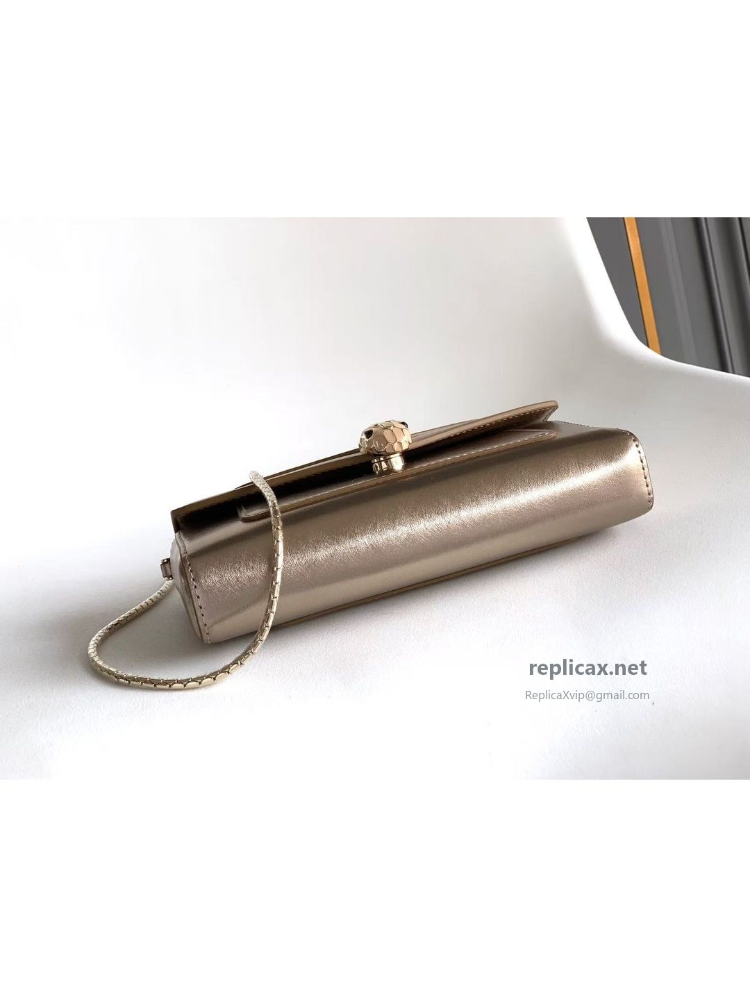 Bvlgari Serpenti Forever Phone Bag Light Gold Textured Calfskin