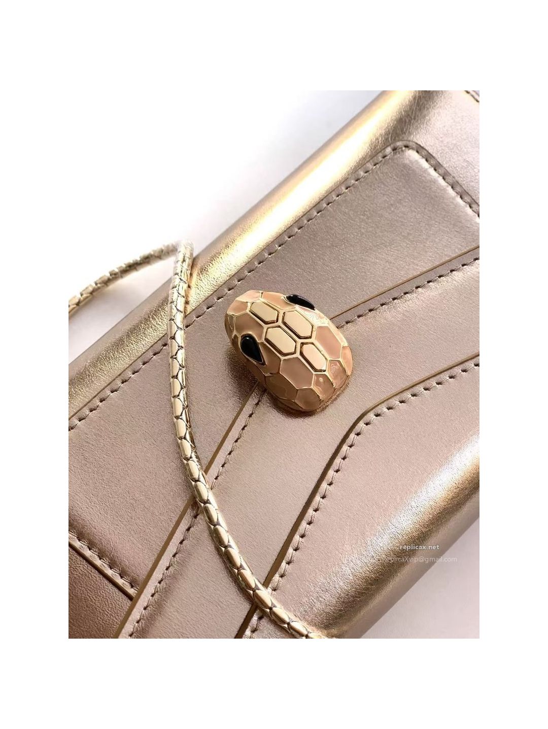 Bvlgari Serpenti Forever Phone Bag Light Gold Textured Calfskin