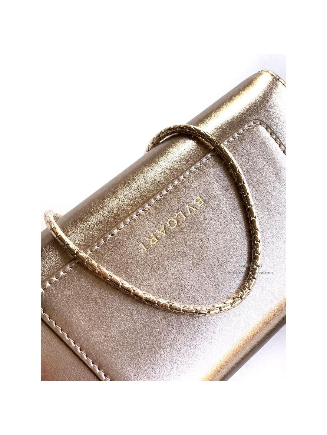 Bvlgari Serpenti Forever Phone Bag Light Gold Textured Calfskin