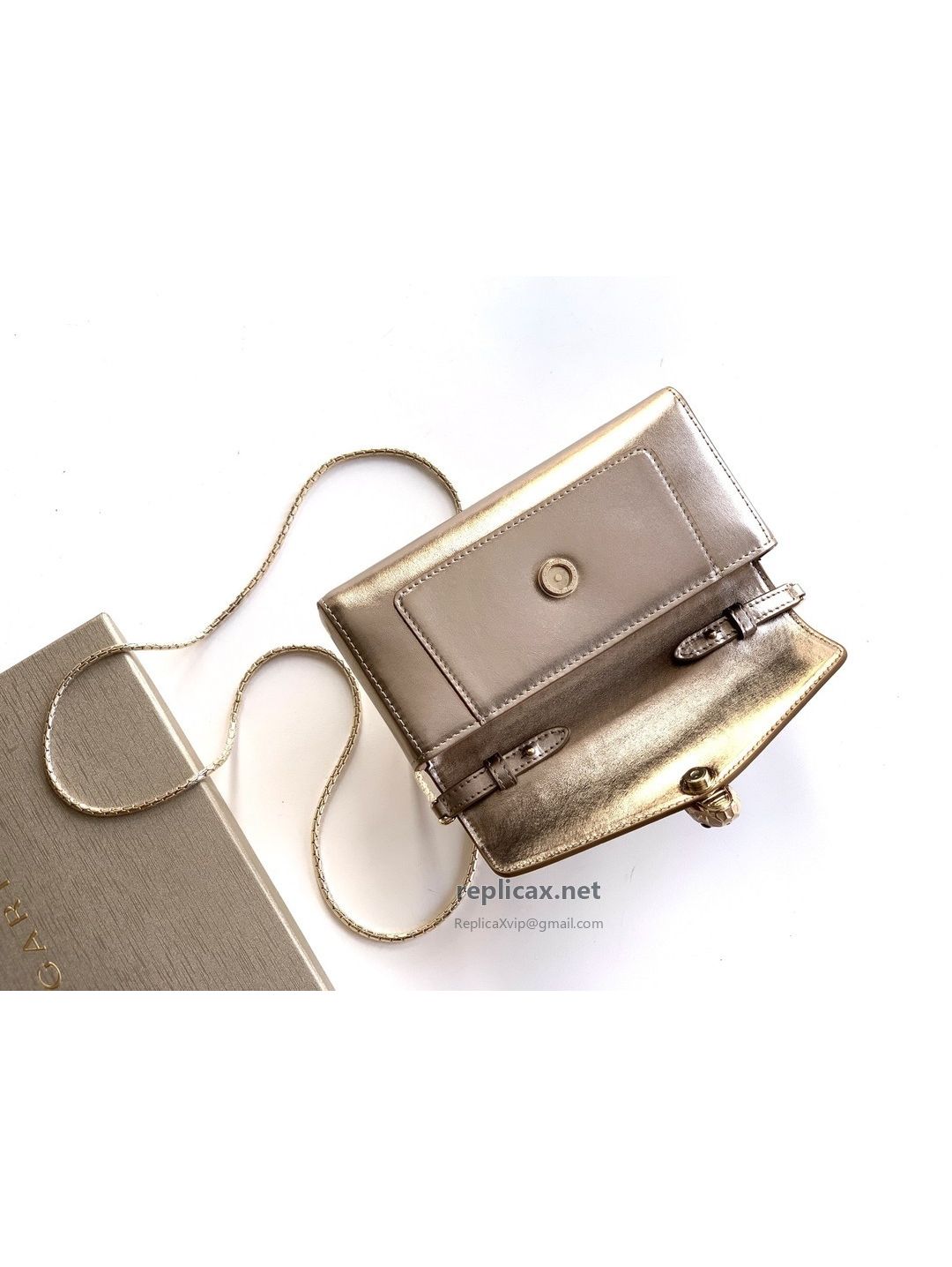 Bvlgari Serpenti Forever Phone Bag Light Gold Textured Calfskin
