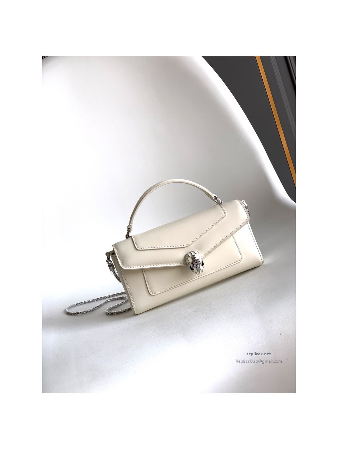 Bvlgari Serpenti Forever Phone Bag White Calfskin