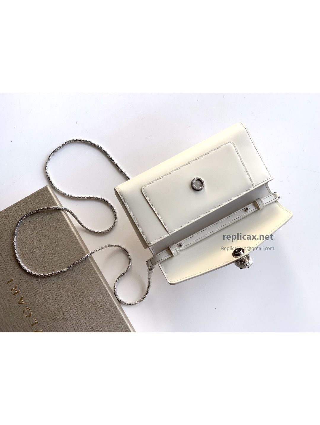 Bvlgari Serpenti Forever Phone Bag White Calfskin