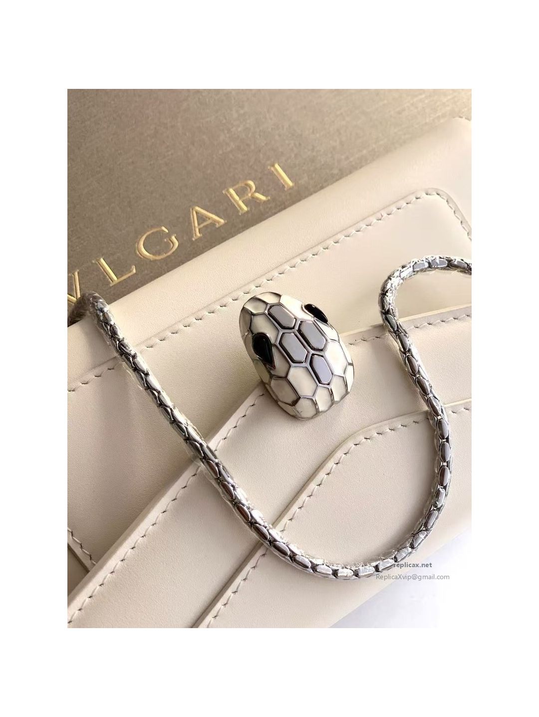 Bvlgari Serpenti Forever Phone Bag White Calfskin