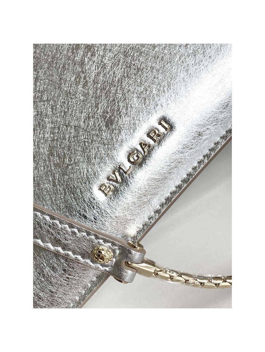 Bvlgari Serpenti Forever Small Accordion Bag Silver Textured Calfskin