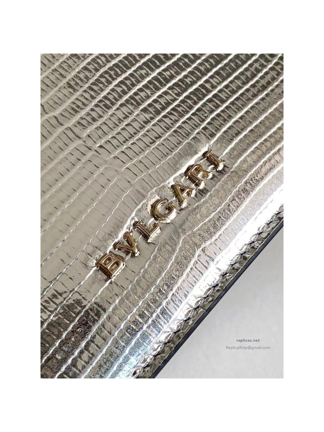 Bvlgari Serpenti Forever Small Shoulder Bag Silver Lizard-Embossed Calfskin