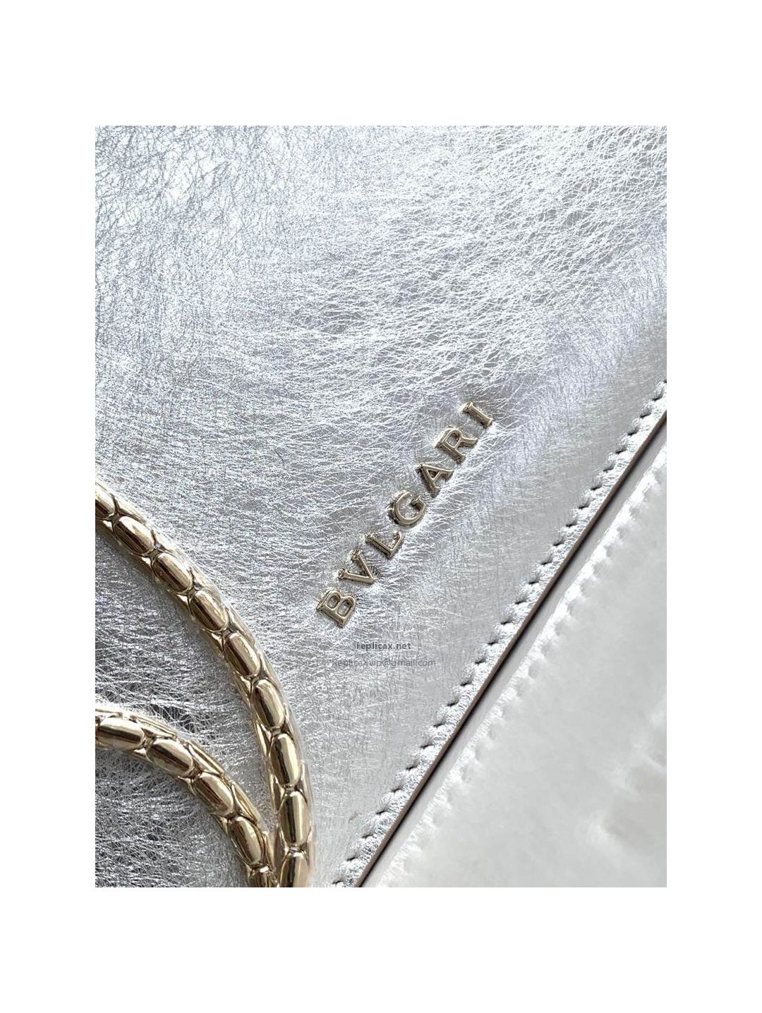 Bvlgari Serpenti Forever Small Shoulder Bag Silver Textured Calfskin