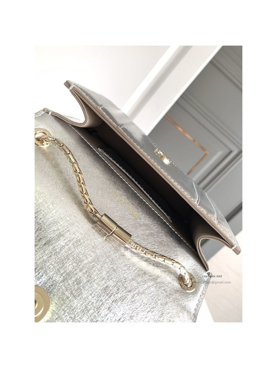 Bvlgari Serpenti Forever Small Shoulder Bag Silver Textured Calfskin