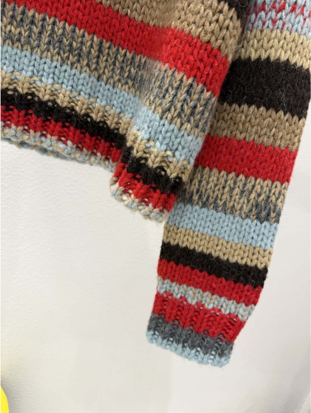 Celine Turn-Down Collar Striped Sweater in Multicolor