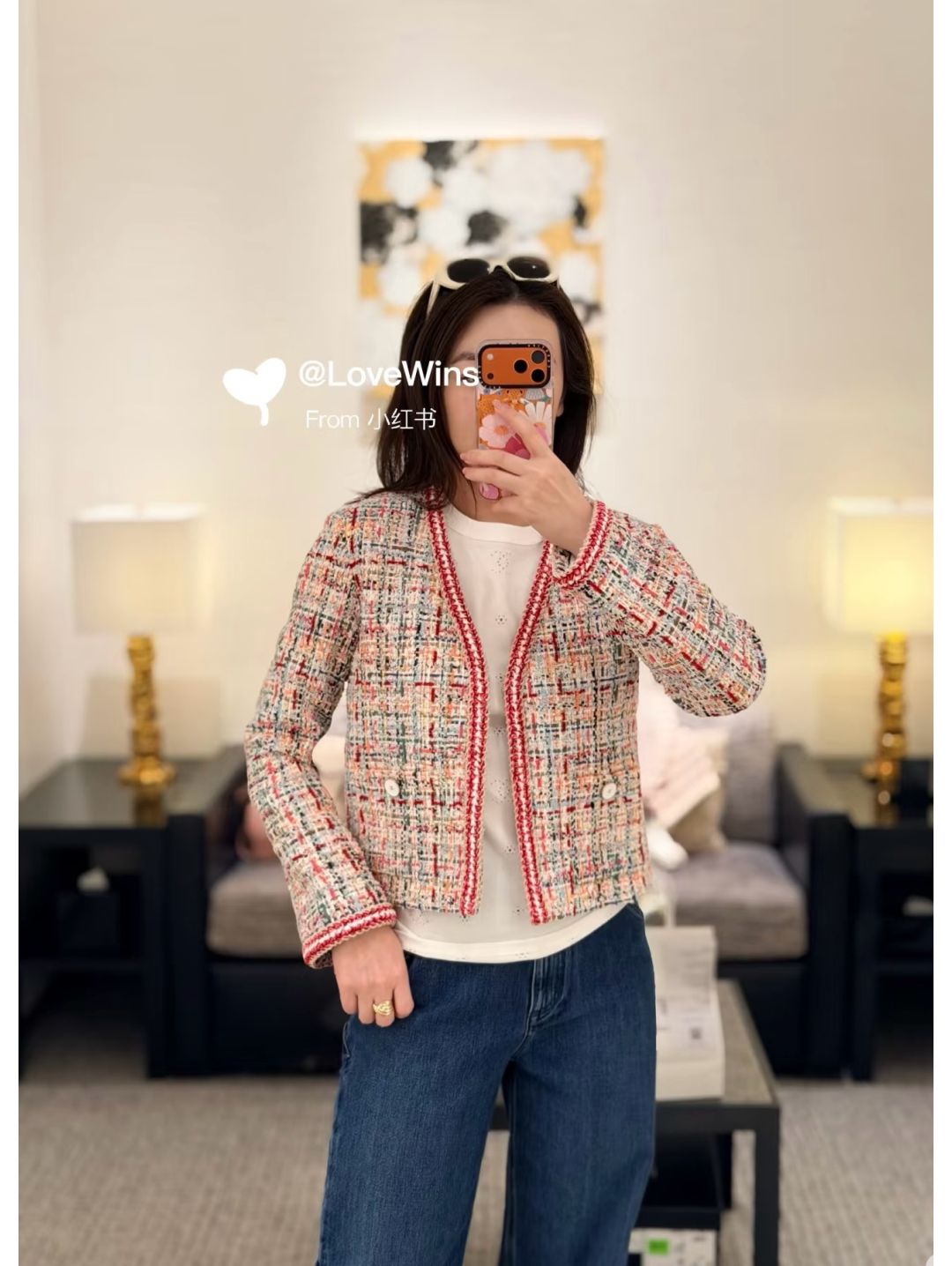 Chanel Contrast-Trim Tweed Blazer in Multicolor