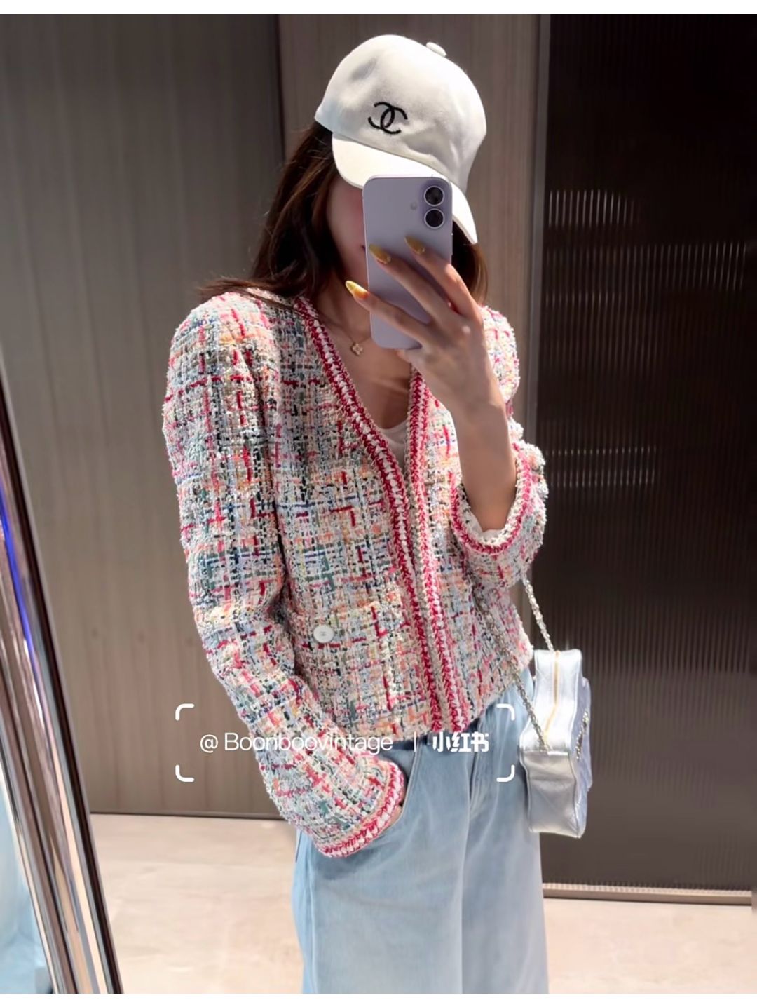 Chanel Contrast-Trim Tweed Blazer in Multicolor