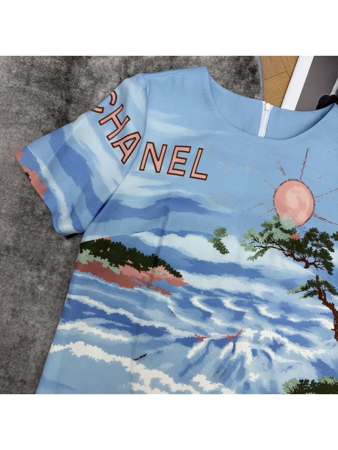 Chanel Crew Neck Short Sleeve Dress in Multicolor
