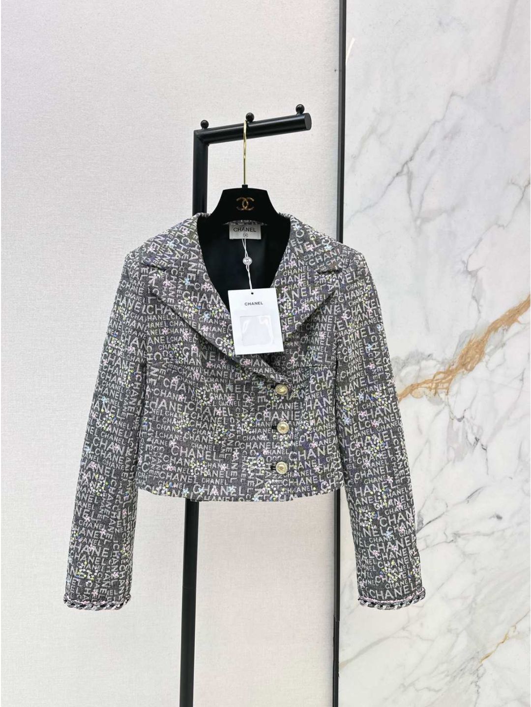 Chanel Turn-Down Collar Denim Coat in Multicolor