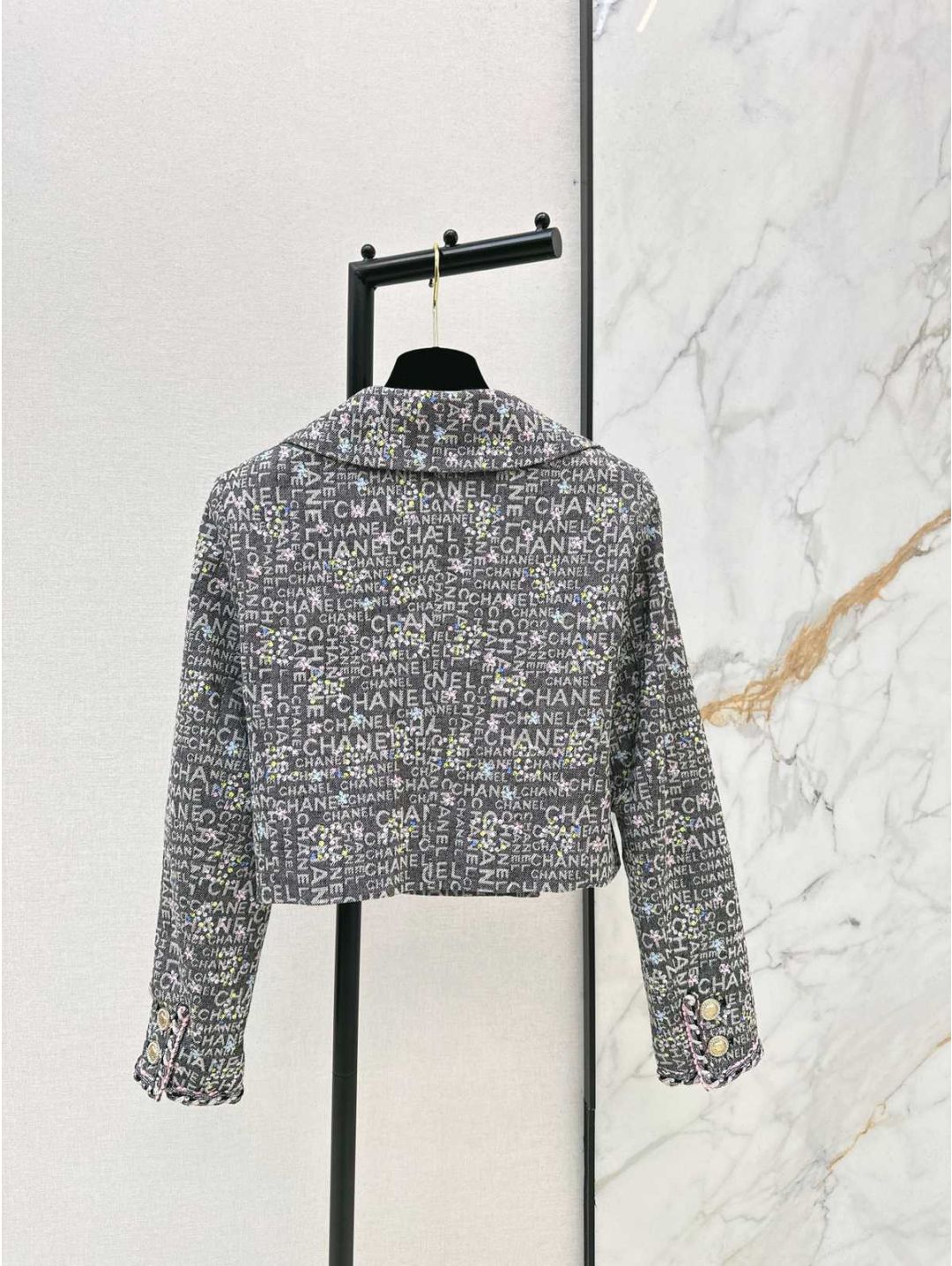 Chanel Turn-Down Collar Denim Coat in Multicolor